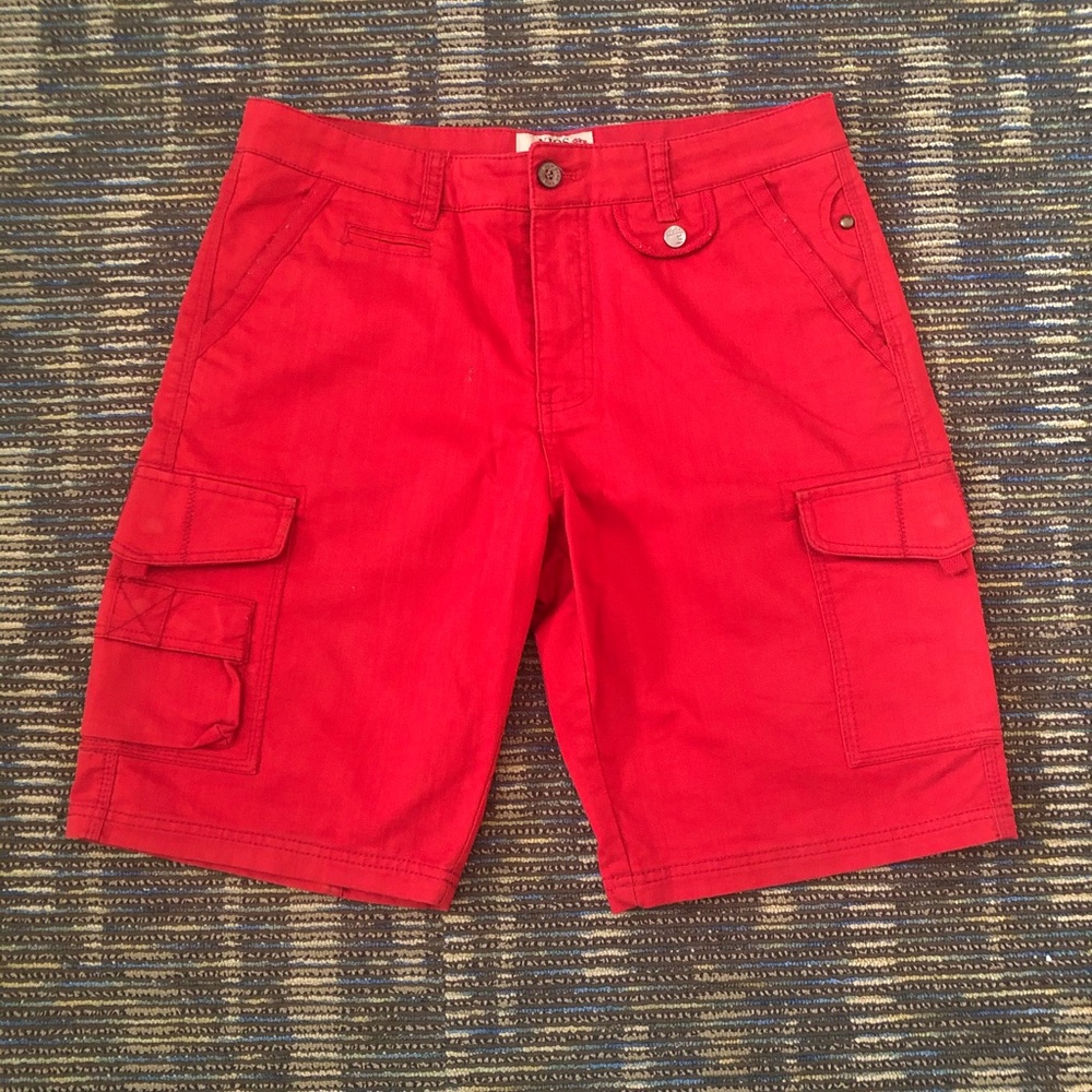 Men’s Red Cargo Shorts by Xios